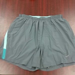 Mens grey and teal Nike dri-fit running shorts